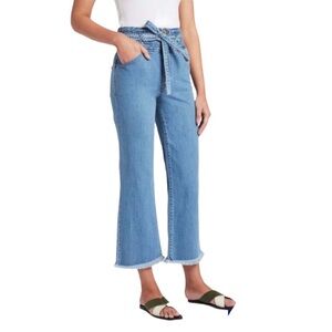 J Brand X Revolve  Sukey Crop High Waist Raw Hem Wide Leg Jeans sz 26